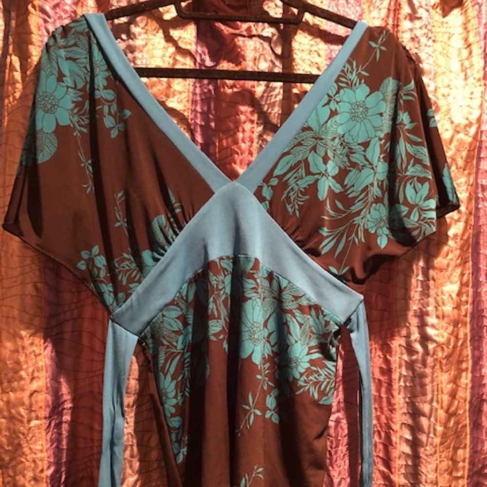 Black & Turquoise Top w/ Butterfly Sleeves